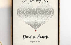 Wedding Song Lyrics Anniversary Gift